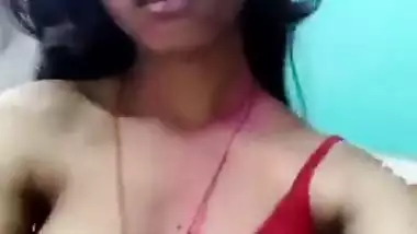 Indian girl exposes boobies and takes panties off in her room in homemade porn