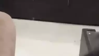 Fucking before mirror in hotel room by horny girlfriend