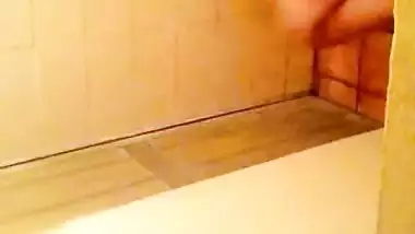 Girl spying on her stepmom having nude bath