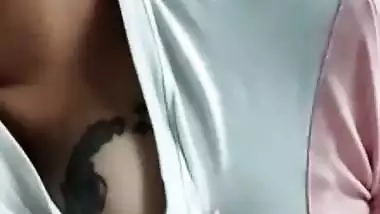 Tattooed breasts Indian girl showing boob on video call